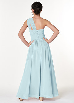 Azazie Molly Junior Sea Glass A-Line Pleated Chiffon Dress image2