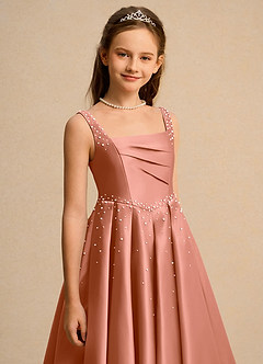 Azazie Mochi Girl vestidos de niña de las flores Vestido de Mai Tai de Satin Mate de Princesa con Plisado image7