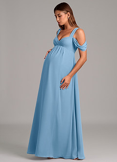 Azazie Rhea Maternity Bridesmaid Dresses A-Line Pleated Chiffon Floor-Length Dress image3