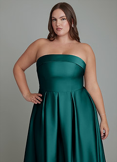 Azazie Lucienne Bridesmaid Dresses Peacock A-Line Strapless Stretch Satin Convertible Dress image13