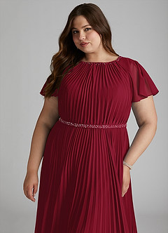 Azazie Kara Modest brudtärna klänningar Klänning A-Line Plisserad Golvlängd Chiffong image15