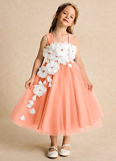 Azazie Dovey Flower Girl Dresses Sunset Ball-Gown Bow Tulle Dress image2