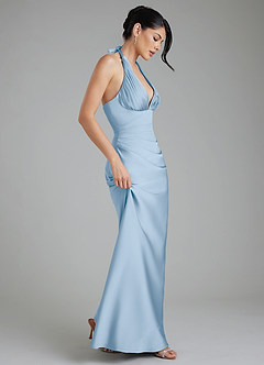 Azazie Torrance Bridesmaid Dresses Powder Blue Mermaid Corset Stretch Satin Dress image7
