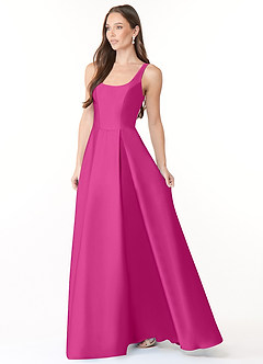 Azazie Neve Brudtärnklänningar Klänning av Balklänning i Stretch Satin med fickor Fuchsia image3