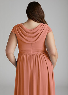 Azazie Organa Schlussverkauf A-Linie Plissee Chiffon Kleid Desert Rose image12