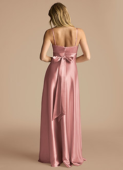 Azazie Oliana Bridesmaid Dresses Dusty Rose A-Line Pleated Metallic Satin Dress image3
