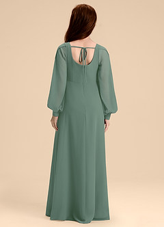 Azazie Bondi Junior Eucalyptus A-Line Blouson Chiffon Dress image2