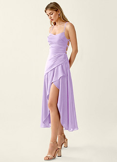 Heloise Lilas Robe longue en satin à lacets dans le dos image3