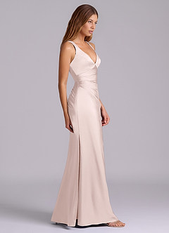 Azazie Amelie Abiti da Damigella Abito A-Line in Raso Elasticizzato Plissettato Rosa Rossore image3