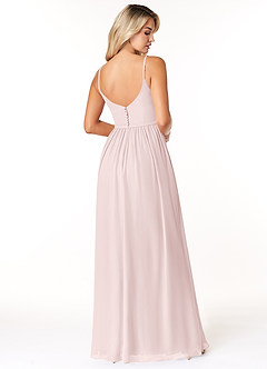 Azazie Rayna Bridesmaid Dresses Blushing Pink A-Line V-Neck Pleated Chiffon Dress image2