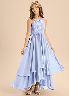 Azazie Elliora Junior Ice A-Line Pleated Chiffon Dress image3
