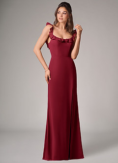 Azazie Callie Bridesmaid Dresses Burgundy Mermaid Side Slit Chiffon Convertible Dress image3