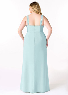 Azazie Denice Bridesmaid Dresses Sea Glass Sheath Pleated Chiffon Dress image10