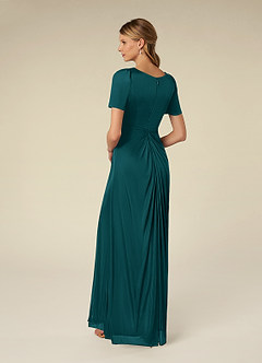 Azazie Bessie Abiti per la Madre della Sposa Abito A-Line in Maglia Plissettato Verde Pavone image5