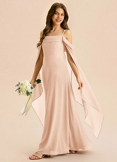 Azazie Moana Junior Linia A Pofałdowany Szyfon Długość podłogi Młodsza druhna Sukienka image2