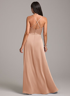 Azazie Naeem Bridesmaid Dresses Rose Gold A-Line Stretch Satin Dress image6
