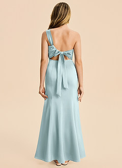 Azazie Ren Junior Robe Trapèze en Satin extensible Plissé Brume image1