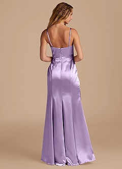 Azazie Marzia Bridesmaid Dresses Lilac Mermaid Pleated Metallic Satin Dress image5