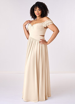 Barbie ♥ Azazie Bridesmaid Dresses White Alabaster A-Line Off the Shoulder Chiffon Convertible Dress image10