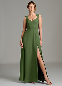 Azazie Gwendolyn Bridesmaid Dresses Olive A-Line Sweetheart Neckline Chiffon Dress image5