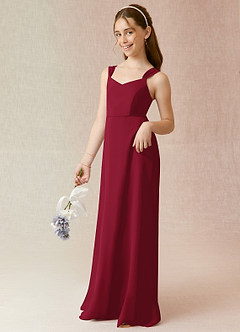 Azazie Denice Junior Burgundy A-Line Chiffon Dress image3