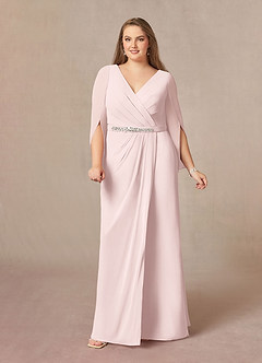 Azazie Belinda Mother of the Bride Dresses Blushing Pink A-Line V-Neck Pleated Chiffon Dress image8