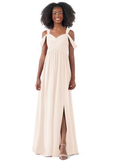 Azazie Lianne Junior Rose Petal A-Line Off the Shoulder Chiffon Dress image4