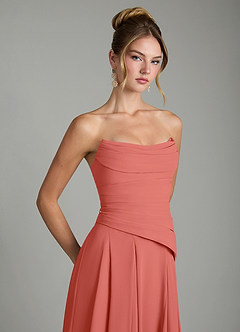 Azazie Gabriela Bridesmaid Dresses Salmon Pink A-Line Corset Chiffon Dress image10