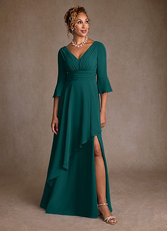 Azazie Eire Mother of the Bride Dresses Peacock A-Line Pleated Chiffon Dress image4
