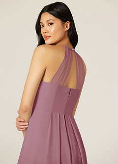Azazie Sarah Bridesmaid Dresses Vintage Mauve Empire Pleated Chiffon Dress image7