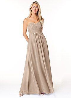 Azazie Yazmin Bridesmaid Dresses Taupe A-Line Sweetheart Neckline Chiffon Convertible Dress image1