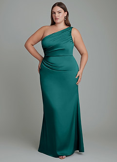 Azazie Akilah Brudtärnklänningar Klänning av Sjöjungfru i Stretch Satin One-shoulder Påfågelblå image8