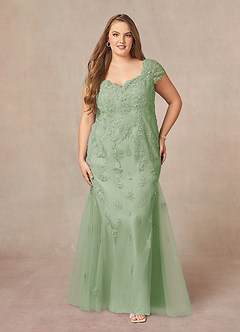 Azazie Marbella Mother of the Bride Dresses Mermaid Queen Anne Sequins Lace Floor-Length Dress image7
