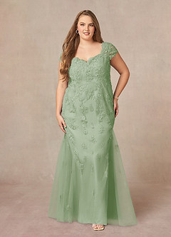 Azazie Marbella Mother of the Bride Dresses Dusty Sage Mermaid Queen Anne Sequins Lace Dress image8
