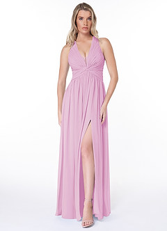 Azazie Jaclyn Bridesmaid Dresses Candy Pink A-Line Pleated Chiffon Dress image1