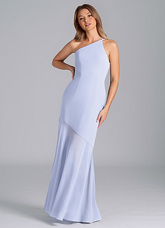 Azazie Tilla Vestidos de damas de honor Vestido de Lavanda de Gasa de Corte Sirena con Hombro unilateral image6