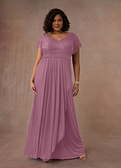 Azazie Reneya Mother of the Bride Dresses Vintage Mauve A-Line Pleated Mesh Dress image7