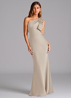 Azazie Yuanna Bridesmaid Dresses Frost Mermaid One Shoulder Stretch Satin Dress image1