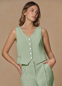 front Rowan 더스티 세이지 고급 직조 기능성 조끼