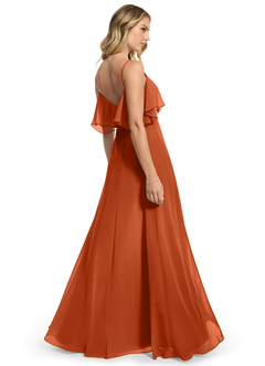 Azazie Jean Robes de demoiselle d'honneur Robe Trapèze Convertible en Mousseline de soie Orange Brûlée image2