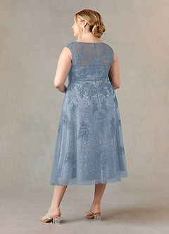 Azazie Flynn Mother of the Bride Dresses A-Line Boatneck Lace Tulle Tea-Length Dress image9