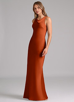 Azazie Allettie Bridesmaid Dresses Paprika Mermaid Stretch Satin Dress image4