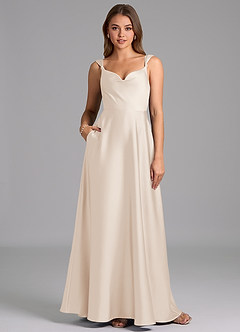 Azazie Beatrice 신부 들러리 드레스 A라인 스윗하트 네크라인 스트레치 새틴 바닥 길이 드레스 image1