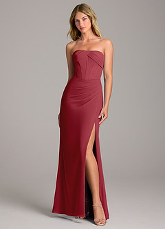 Azazie Chantel Bridesmaid Dresses Pomegranate Sheath Strapless Chiffon Convertible Dress image1