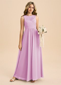 Azazie Skyla Junior Candy Pink A-Line Pleated Chiffon Dress image6