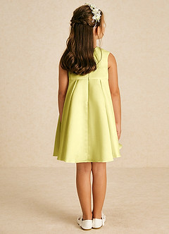 Azazie Zoey Blumenmädchenkleider A-Linie Schleifen Matte Satin Kleid Zitronensorbet image5
