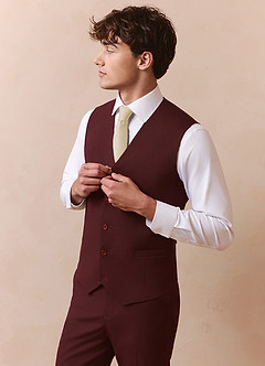 front Savile Burgundy Wool Blend Suit Vest