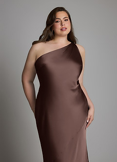 Azazie Juniper Bridesmaid Dresses Ganache Mermaid One Shoulder Stretch Satin Dress image11