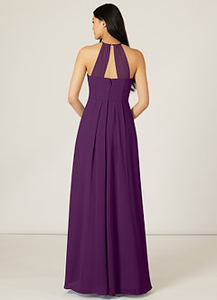 Azazie Sarah Bridesmaid Dresses Grape Empire Pleated Chiffon Dress image2