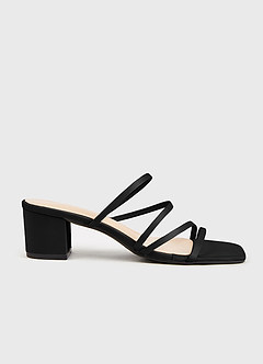 Matching Color Matte Satin Strap Low Heel Sandals
